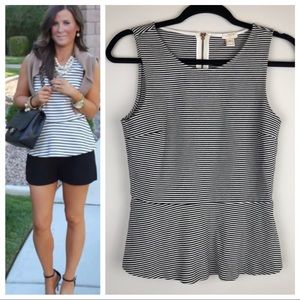 3/$20 J.Crew | White Black Striped Peplum Tank Top